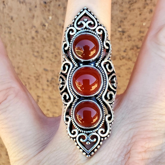 New Stunning Carnelian 925 Silver Statement Ring. - Picture 6 of 15
